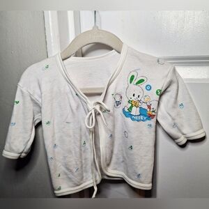 Vintage 80s 🐰💙🐤Adorable Animal Wrap Cardigan (6-9 mo)